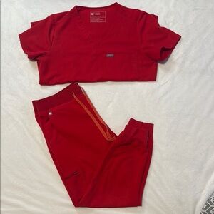 Figs V-Neck Red Scrub Set